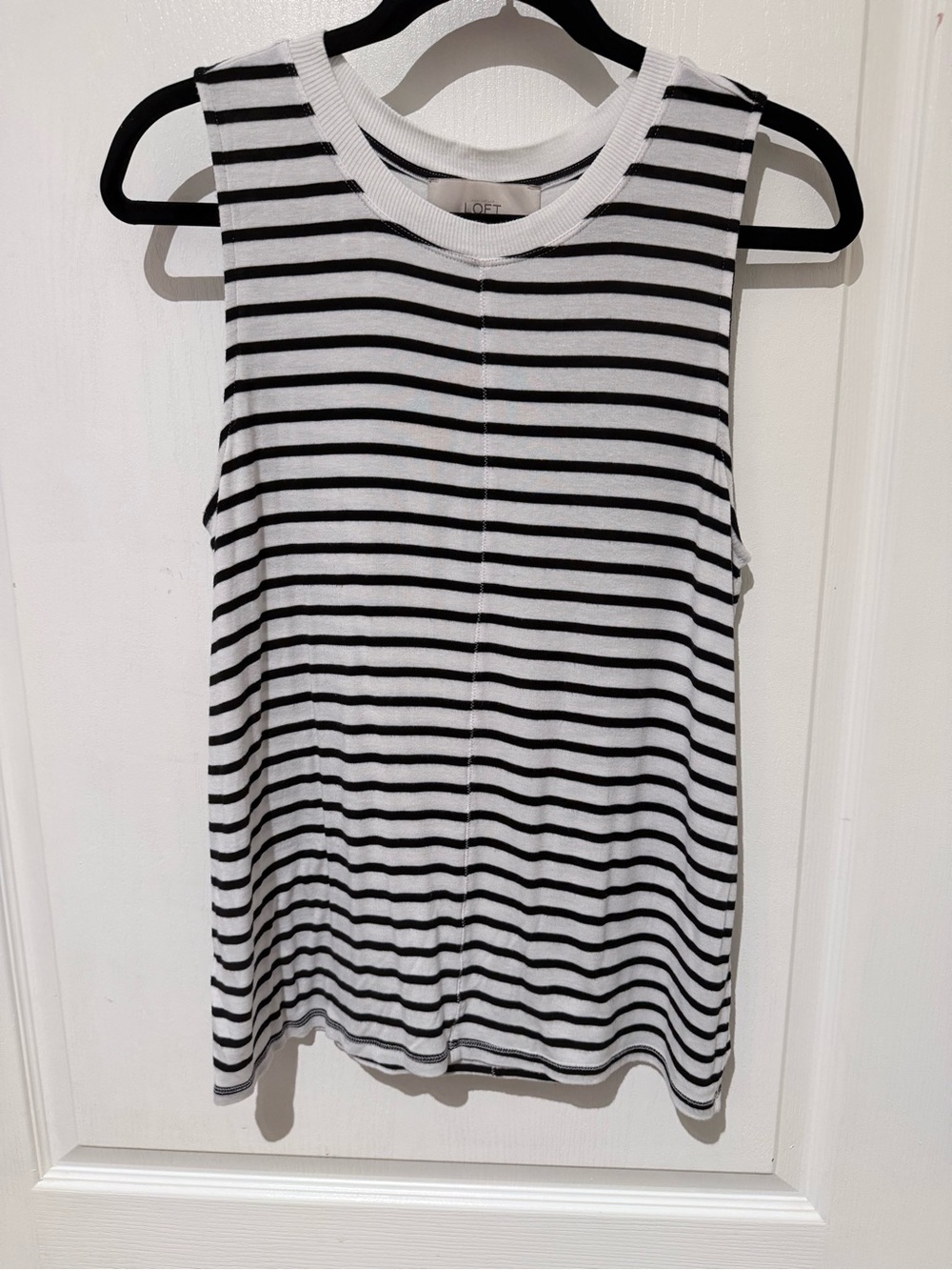LOFT Black & White Striped Ribbed Tank